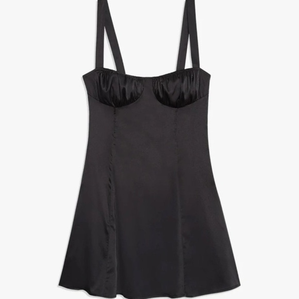 DANIELLE BERNSTEIN - RUCHED BRALETTE PRINCESS DRESS IN BLACK